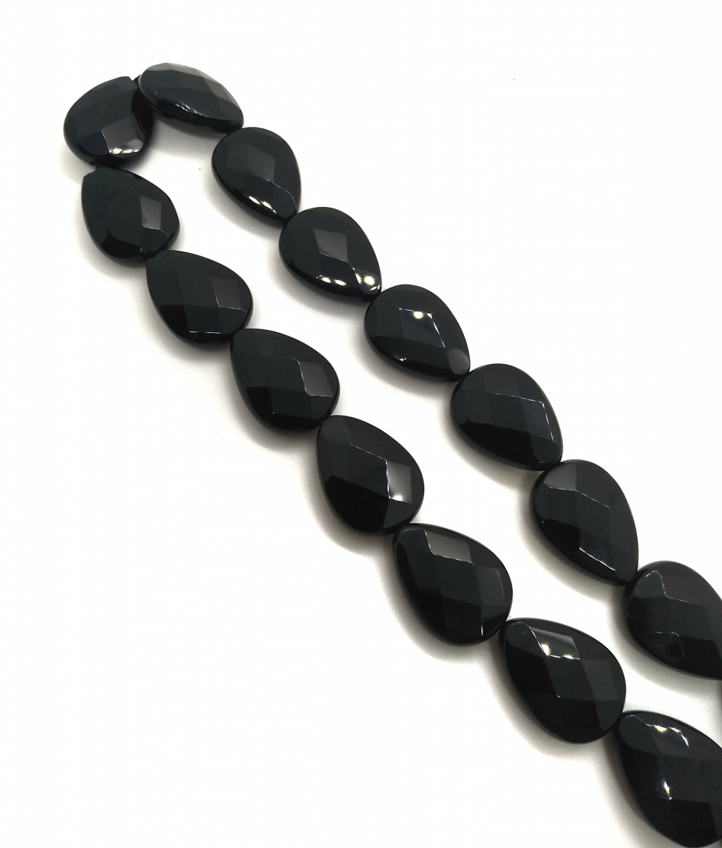 Бусины Агат черный капля с гранями 18*5мм натуральный камень
