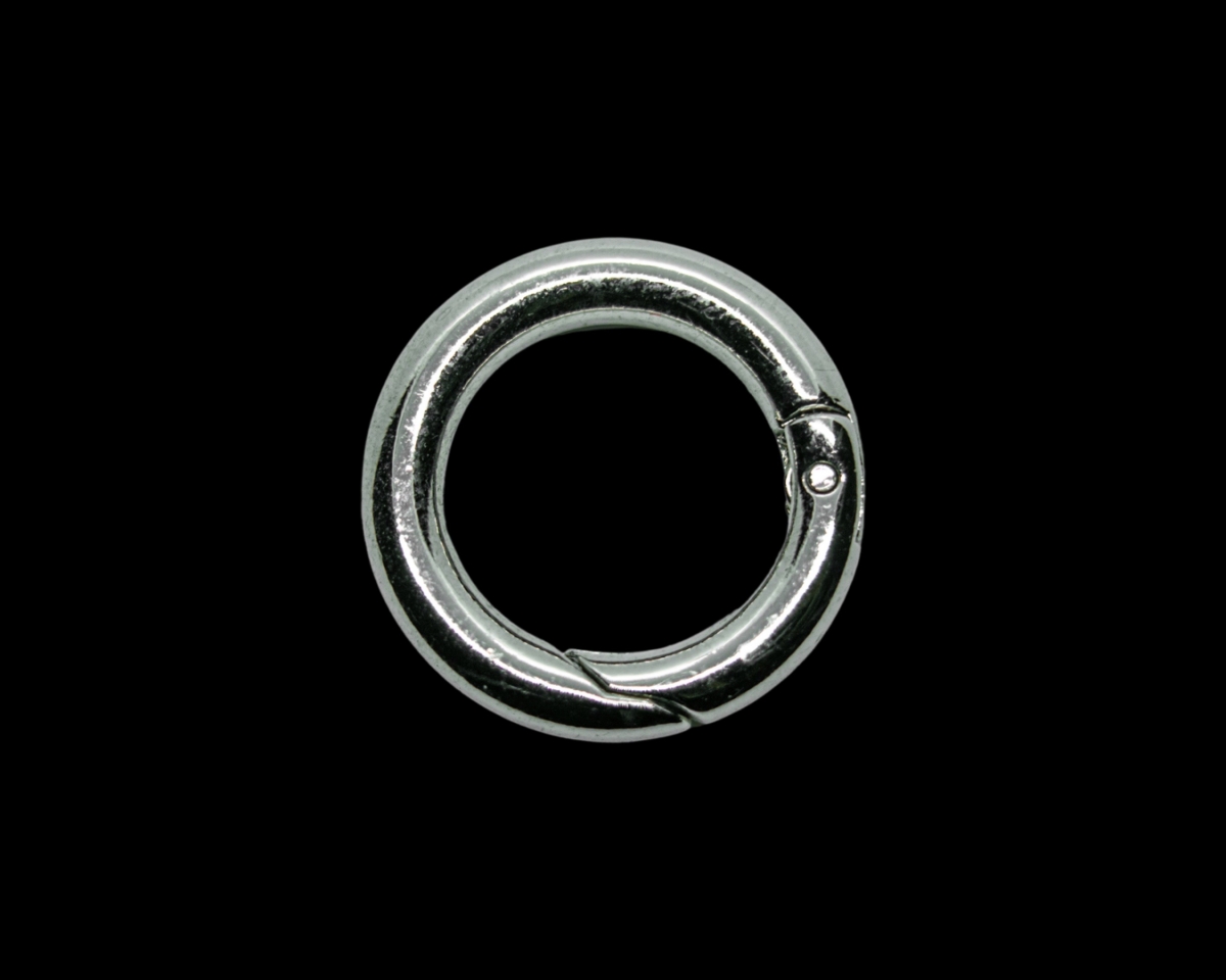 Замочек-карабин кольцо; цвет серебро, 18мм
