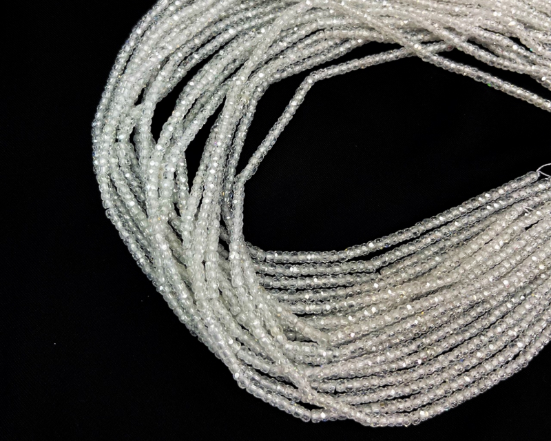 Бусины Циркон натуральный рондель ювелирной огранки размер 2*3мм цвет прозрачный Белый