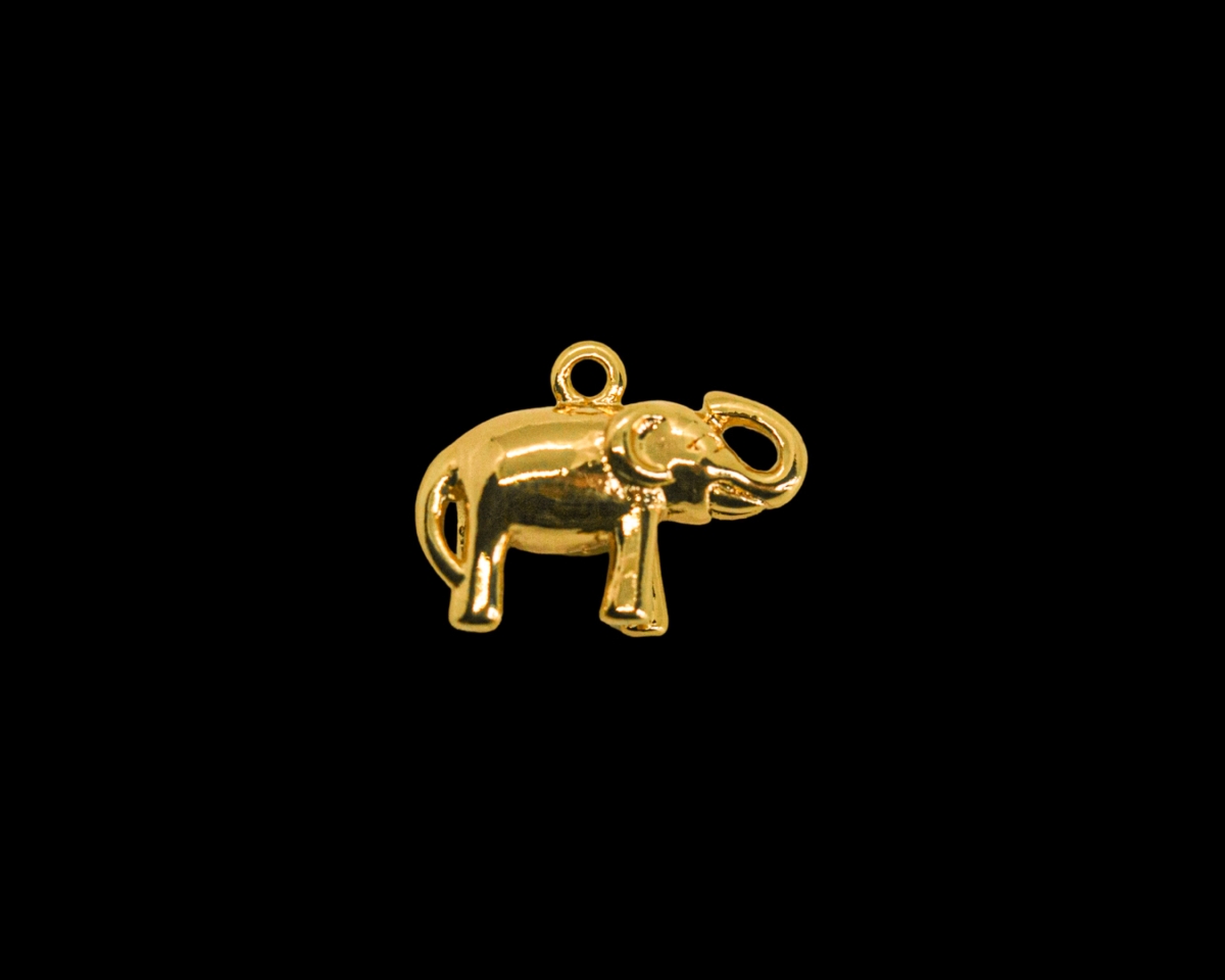 Подвеска слон объемный; цвет золото, 12*15мм