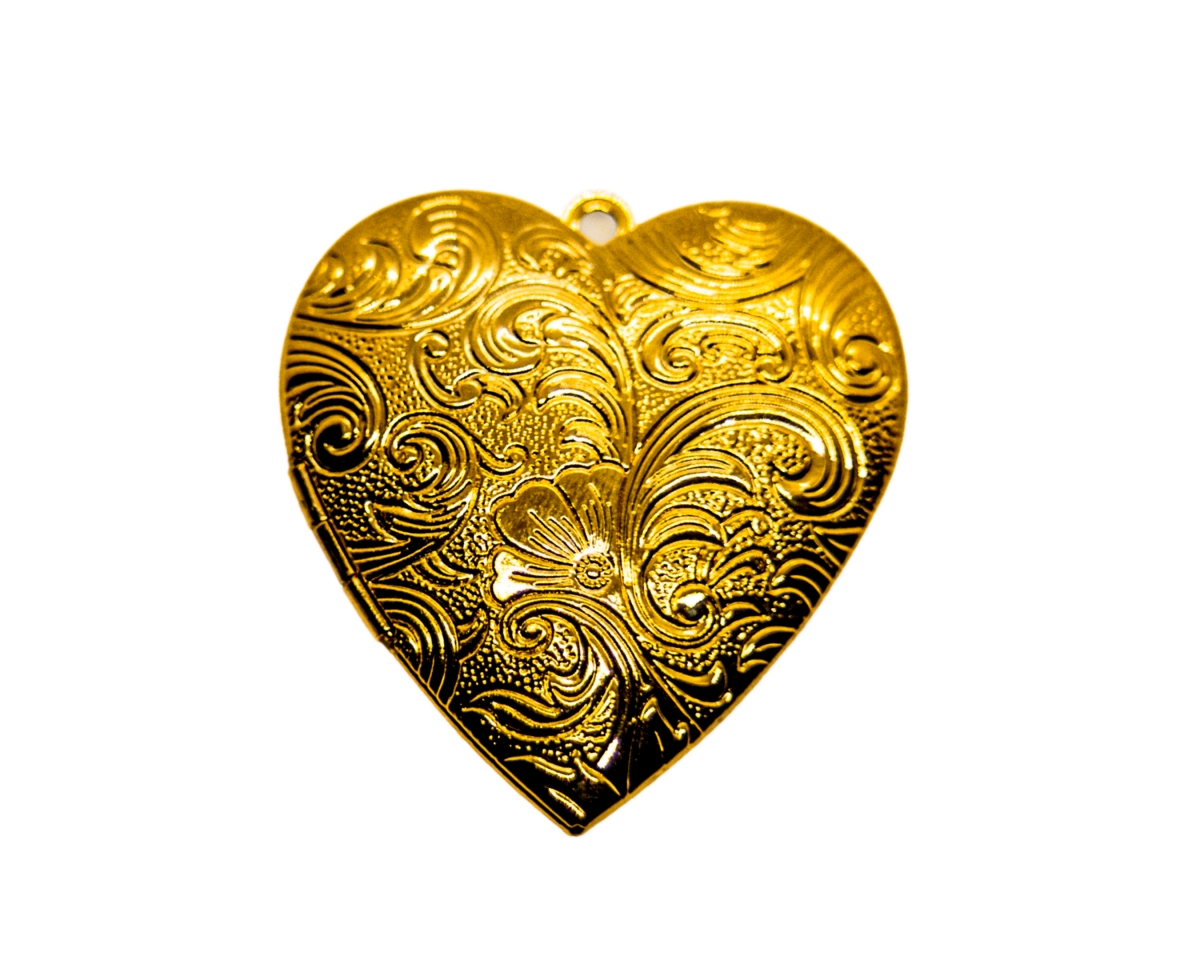 Кулон крупное сердце для фото цвет золото 42*39мм